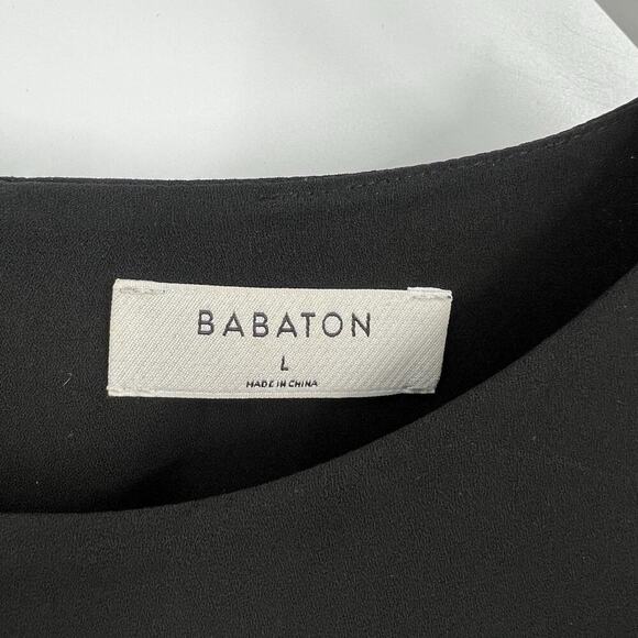 Aritzia Babaton Ruffle Short‎ Cap Sleeves Burt Mini Shift Dress Black Size Large - Picture 9 of 10